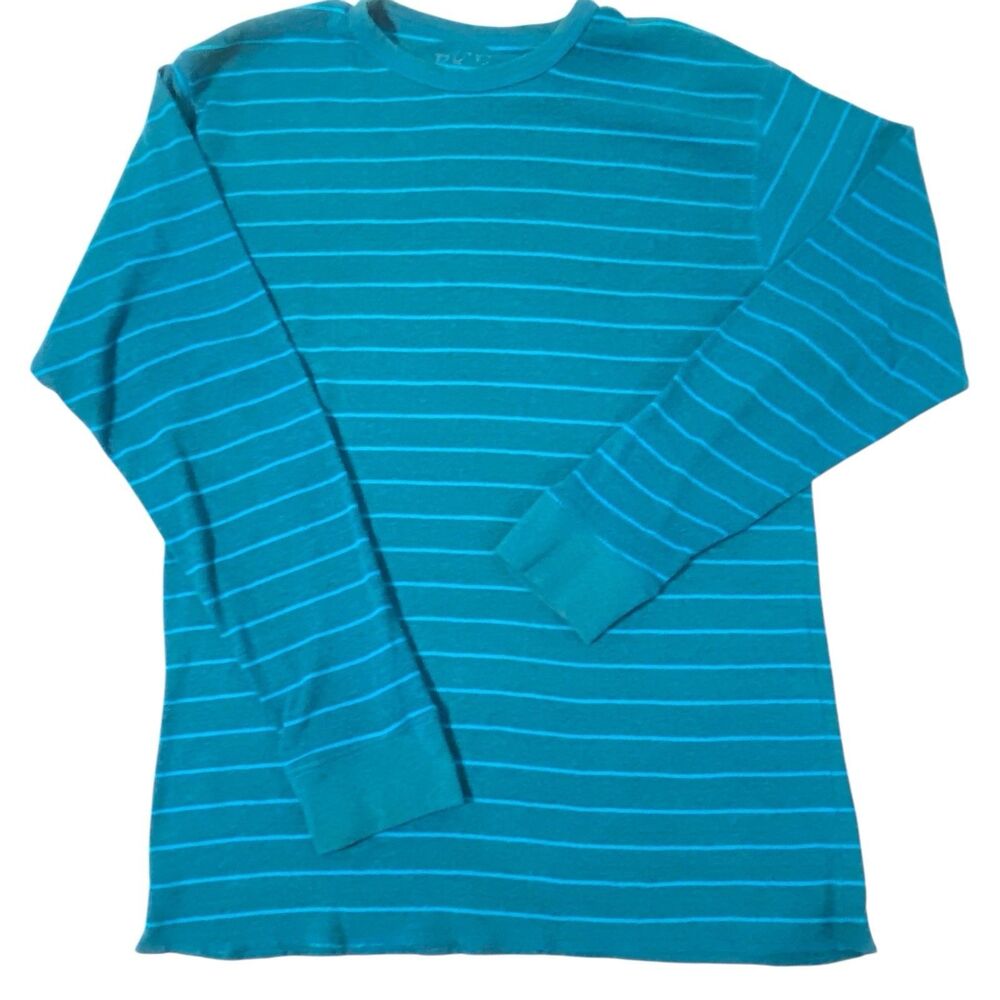 Buckle BKE T Shirt Mens Size XL Thermal Pullover Waffle Knit Crew Neck Blue L/S